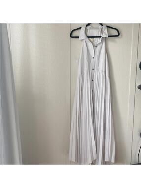 Maeve by Anthropologie Size Large White Halter Button Front Maxi Dress